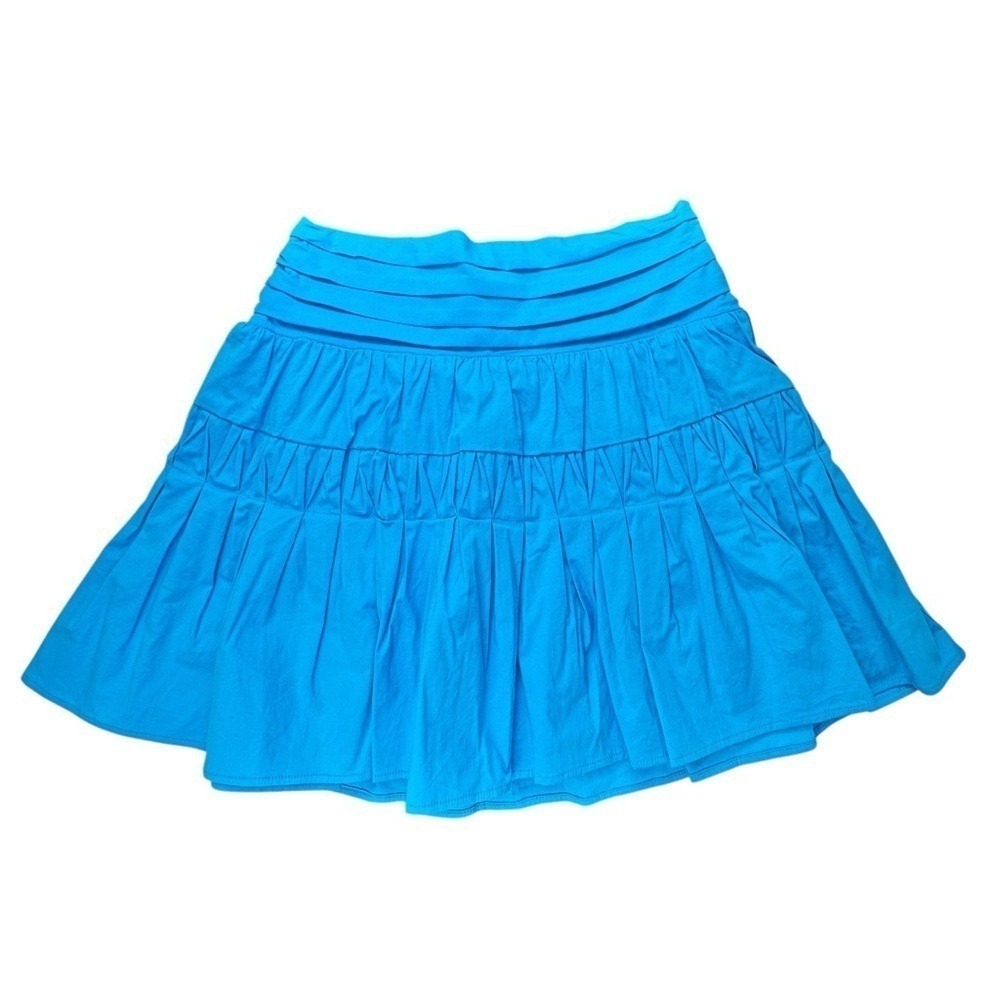 Ramy Brook Kimmy Mini Pleated Skirt Small Cerulean Blue Ruched